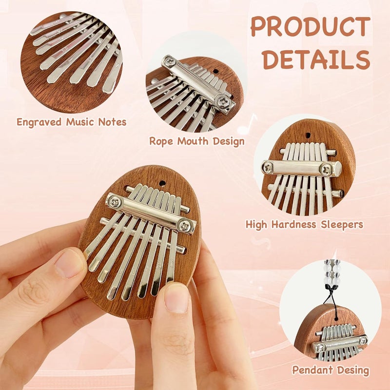 Jongdari Mini Rain Drum and Kalimba Thumb Piano, 2pcs Mini Musical Instruments 8 Key Exquisite Finger Thumb Piano and 3 Inch 6 Notes Metal Steel Tongue Drum for Adult Beginners (Dark Blue) - Image 4